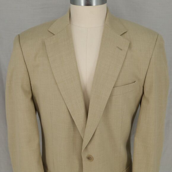 Alan Flusser Sport Coat Mens 46L Beige Jacket Lined Single Vent Two Button - Picture 8 of 16